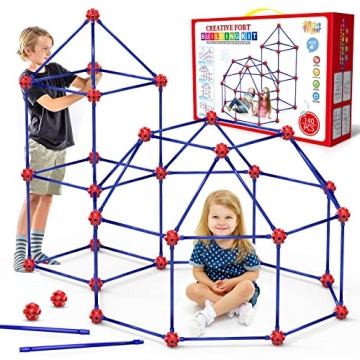 Ultimate Fort Building Kit for Kids - STEM Construction Toys, 140 Pcs Creative Set