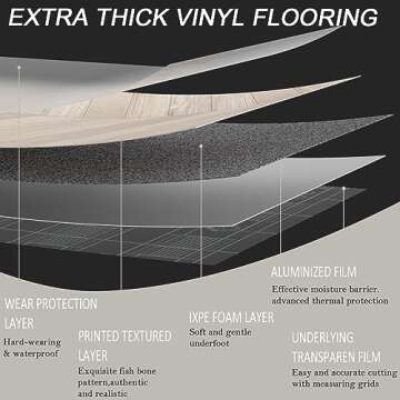 Oxdigi Peel and Stick Herringbone Vinyl Flooring Roll 23"x 118"/19 Sq.Ft, Self Adhesive Vinyl Floor Tiles Wood Plank Flooring Waterproof Wear-Resistant for Any Room, DIY Floor Coverings, Light Wood