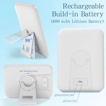 Gtinli 360° Rotating LED Makeup Mirror Rechargeable Travel Vanity Mirror with Lights Dimmable 3 Col...