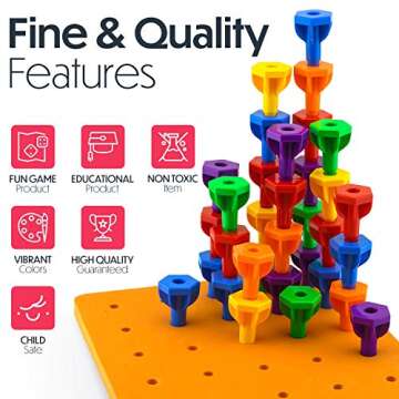 Pegs Board Game Set Jumbo Pack for Toddlers - 48 Pegs & 2 Boards