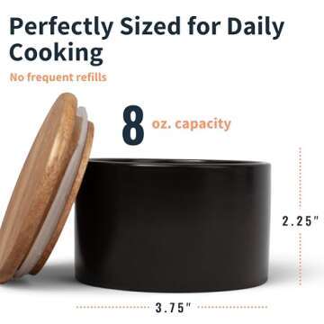 Set of 2 Salt and Pepper Bowls for Countertop - Modern Ceramic Salt Cellar with Lid Set - Minimalist Salt Containers for Fresh Spices - Stylish and Functional Salt Storage for Any Kitchen