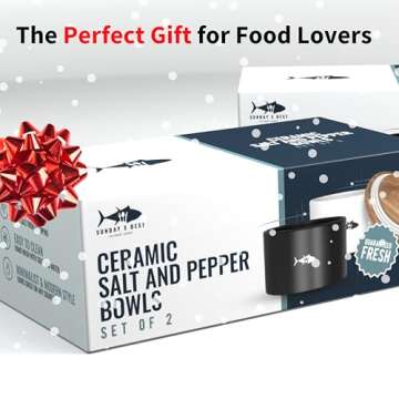 Set of 2 Salt and Pepper Bowls for Countertop - Modern Ceramic Salt Cellar with Lid Set - Minimalist Salt Containers for Fresh Spices - Stylish and Functional Salt Storage for Any Kitchen