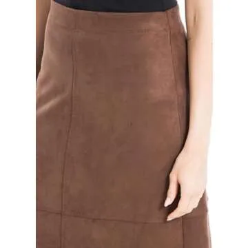 Max Studio Women's Faux Suede High Waist A-Line Midi Skirt US Small, Sequoia