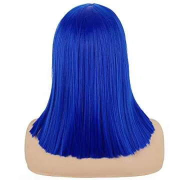 Morvally Blue Short Bob Wig Heat Resistant Costume Wig