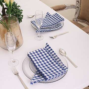 DG Collections Elegant Blue Checkered Cotton Napkins Set