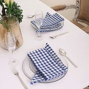 DG Collections Elegant Blue Checkered Cotton Napkins Set