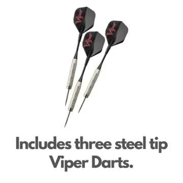 Viper League Pro Regulation Bristle Steel Tip Dartboard Starter Set with Staple-Free Bullseye, Radial Spider Wire, High-Grade Sisal with Rotating Number Ring, Chalk Cricket Scoreboard, Steel Tip Darts