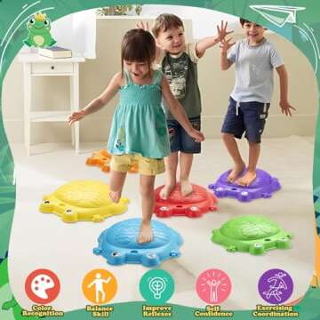 Stepping Stones for Kids Outdoor Toys for Toddlers 3-5 8 Pcs Frog Balance Step Stone Up to 265lbs Indoor Outdoor Toys for Kids Obstacle Course Sensory Toys for Toddler Ages 3-8 Gift for Boys Girls