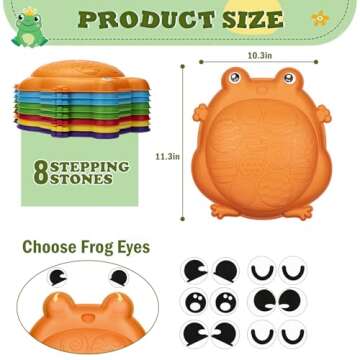 Stepping Stones for Kids Outdoor Toys for Toddlers 3-5 8 Pcs Frog Balance Step Stone Up to 265lbs Indoor Outdoor Toys for Kids Obstacle Course Sensory Toys for Toddler Ages 3-8 Gift for Boys Girls