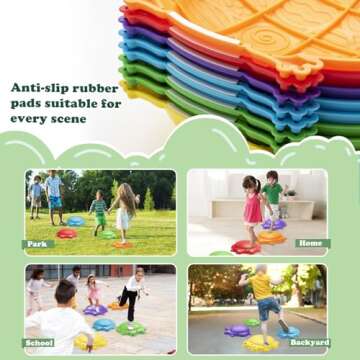 Stepping Stones for Kids Outdoor Toys for Toddlers 3-5 8 Pcs Frog Balance Step Stone Up to 265lbs Indoor Outdoor Toys for Kids Obstacle Course Sensory Toys for Toddler Ages 3-8 Gift for Boys Girls