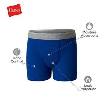 Hanes Boys' Potty Trainer Underwear, Available, 6-Pack, Boxer Briefs-Blue/Gray Assorted-6 Pack, 2-3T