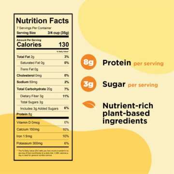 Protein and Gluten-Free Breakfast Cereal by Three Wishes (1-Pack) - High Protein and Low Sugar Snack - Vegan, Kosher, Grain-Free and Dairy-Free - Non-GMO (Honey)