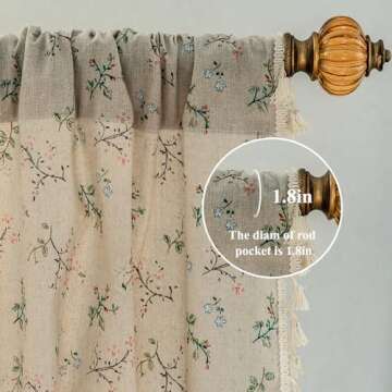 Elegant ENJOYBRIDAL Floral Farmhouse Curtains - Semi-Blackout Drapes 96 Inch