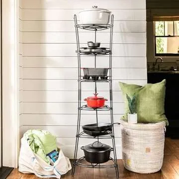 Lodge 6-Tier, Kitchen and Pantry Cast Iron Cookware Storage Organizing Tower, Steel Construction, Ma...