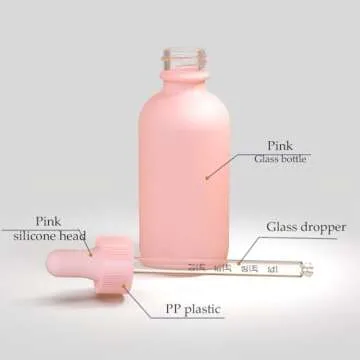 Seafulee Pink Glass Dropper Bottles for Essential Oils