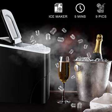 Ice Maker Countertop, Efficient Easy Carry Ice Machine,30Lbs/Day,Ideal for Restaurant, Bars, Home an...