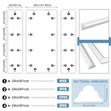 Pangda Peel and Stick Wall Molding Kit for Interior Decor