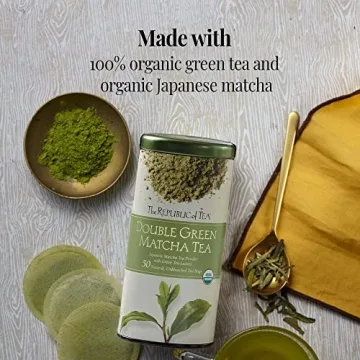 Organic Double Green Matcha Tea Gourmet Blend 50 Count