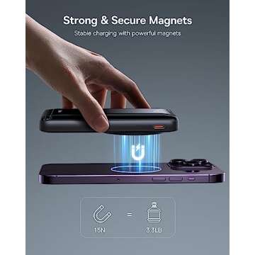 Baseus Magnetic Power Bank, Wireless Portable Charger 10K for Magsafe Battery Pack,20W Fast Charging USB-C for iPhone 15/14/13/12 Series Samsung etc,(Blue)