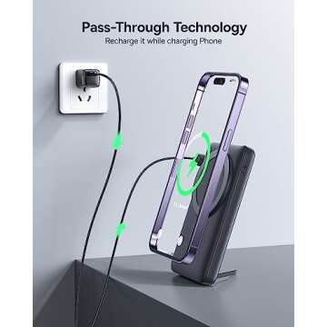 Baseus Magnetic Power Bank, Wireless Portable Charger 10K for Magsafe Battery Pack,20W Fast Charging USB-C for iPhone 15/14/13/12 Series Samsung etc,(Blue)