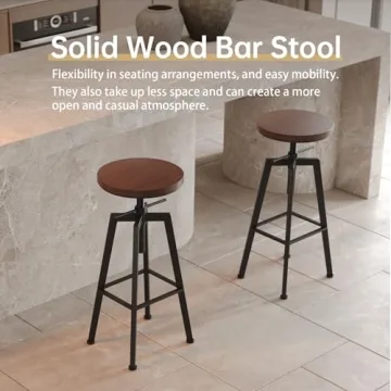 VILAVITA Vintage Adjustable Bar Stools Rustic Industrial Swivel