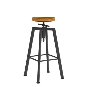 VILAVITA Vintage Adjustable Bar Stools Rustic Industrial Swivel