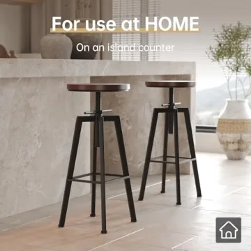 VILAVITA Vintage Adjustable Bar Stools Rustic Industrial Swivel