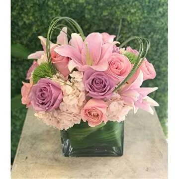 WGV Cube Glass Vase, Candle Holder, 8"x8"x8", Clear Elegant Floral Accent Container Planter Terrarium Storage for Wedding Party Ceremony Event Office Home Decor, 1 Piece