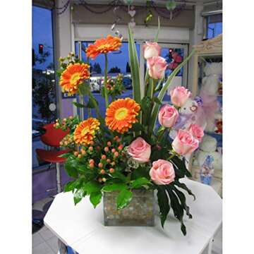 WGV Cube Glass Vase, Candle Holder, 8"x8"x8", Clear Elegant Floral Accent Container Planter Terrarium Storage for Wedding Party Ceremony Event Office Home Decor, 1 Piece