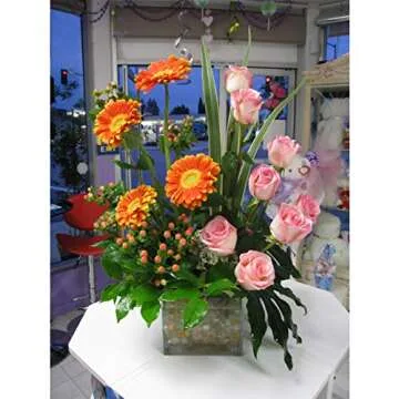 WGV Cube Glass Vase, Candle Holder, 8"x8"x8", Clear Elegant Floral Accent Container Planter Terrarium Storage for Wedding Party Ceremony Event Office Home Decor, 1 Piece