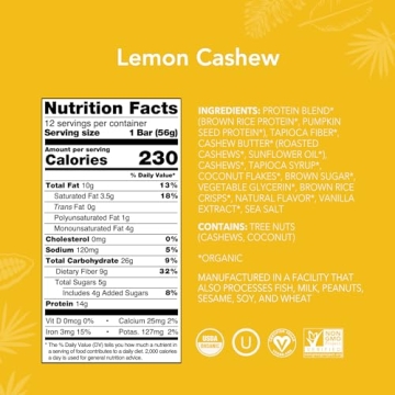 Buy ALOHA Organic Protein Bars - Lemon Cashew 12 Count