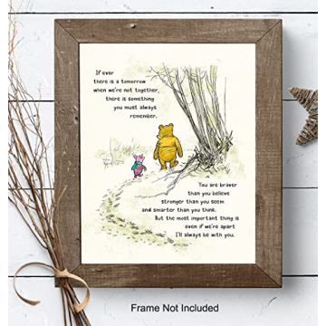 Winnie Wall Art - Pooh Kids Room Decor - Boys Room Decor - Little Girls Bedroom Decor - Baby Nursery Decor - Wall Decor for Toddlers - Inspirational Positive Quotes Picture Poster print