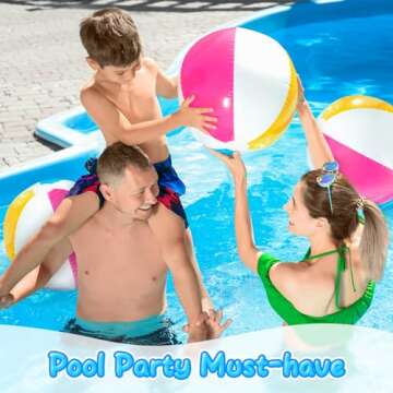 HUGCATY Beach Ball, 3-Pack Inflatable Balls - Large Beach Balls Bulk for Swimming Pool Party Decorat...