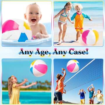 HUGCATY Beach Ball, 3-Pack Inflatable Balls - Large Beach Balls Bulk for Swimming Pool Party Decoration & Beachball Water Games, Pool Ball Beach Toys for Kids & Toddlers Gifts