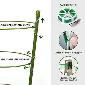 TOCCYARD 4 Pack Plant Support Tomato Cages for Garden, 18 Inches Small Tomato Cages and Supports with Adjustable Rings for Garden Pots, Plant Stakes Tomato Trellis Rings for Climbing Plants