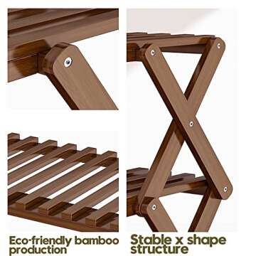 Homietina Foldable Bamboo Shoe Rack 4 Tier, Free Standing Shoe Storage Organizer for Entryway, Multifunctional Shoe Shelf for Home, Door, Hallway, Balcony, Bedroom