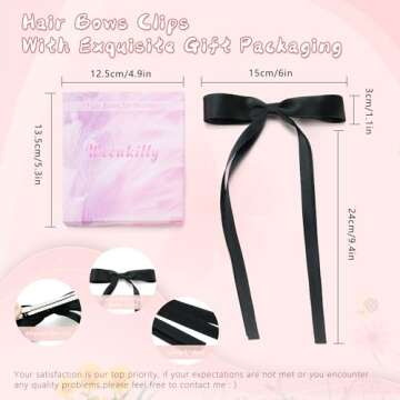6Pcs Hair Bows for Women, Satin Ribbon Hair Bows with Metal Clips, Tassel Bowknot Hair Clips with Lo...