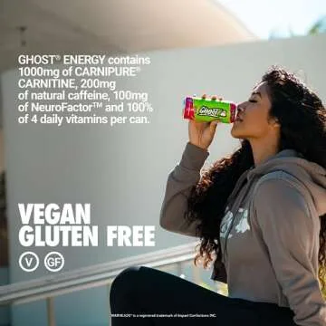GHOST Energy Drink - 12-Pack, Warheads Sour Watermelon, 16oz - Energy & Focus & No Artificial Colors - 200mg of Natural Caffeine, L-Carnitine & Taurine - Gluten-Free & Vegan