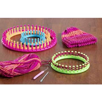 Darice Carryi Round Knitting, Set of 4 with 11, 9, 7-inch and 5-1/2 inch Sizes – Includes 1 Yarn N...