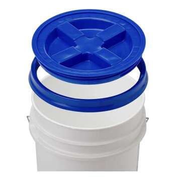 House Naturals 5 Gallon Plastic Bucket Pail Food Grade with Blue Screw on Lid(Pack of 3) Made in USA