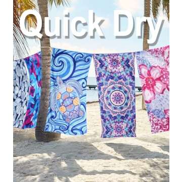 Sand Free Lightweight Thin Microfiber Beach Towel – Quick Dry Mandala Oversized Large Blue Towel Accessories Travel Swim Pool Yoga Cruise Camping Gear Packable Resistant Gift