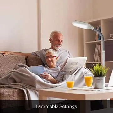 Brightech Litespan - Bright LED Floor Reading Lamp for Over Chair Crafts and Reading, Estheticians' Light for Lash Extensions, Adjustable Standing Lamp for Living Room, Bedroom, Office - White