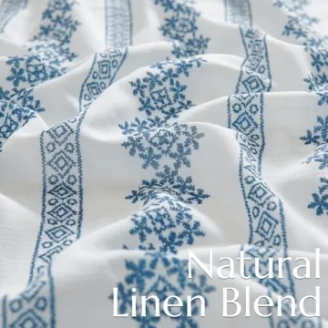 Jinchan Boho Linen Blend Curtains 84 Inch Elegant Drapes