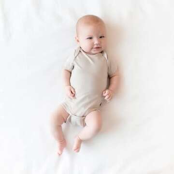 KYTE BABY Short Sleeve Unisex Baby Bodysuits, Rayon Made From Bamboo Material (3-6 Months, Oat)
