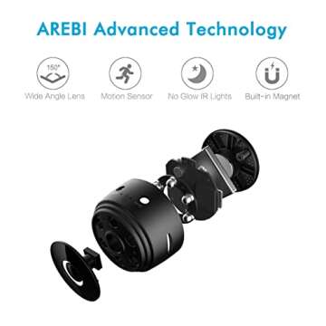 AREBI Hidden Cameras for Home Security, 1080p HD Mini Spy Camera Wi-Fi Wireless, Small Nanny Camera ...