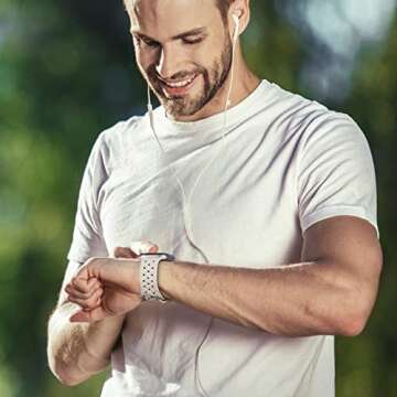 Silicone Braided Weave Bands Compatible with Apple Watch 38mm 40mm 41mm 42mm 44mm 46mm 45mm 49mm, Replacement Sport Breathable Strap for iWatch Series 10/9/8/7/6/5/4/3/2/1 Ultra SE Women Men, Starlight