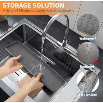 BFONS 30" Magnetic Stove Top Shelf Spice Rack Storage, Silicone Top Heat Material Stove Rack Shelf Flexible Seasoning Organizer Kitchen Shelves Gadgets with 2 Functional Prtitions for Kitchen （Grey）