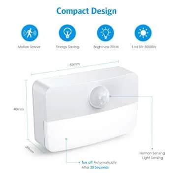 AMIR Mini Motion Sensor Light - Battery-Powered LED Night Light