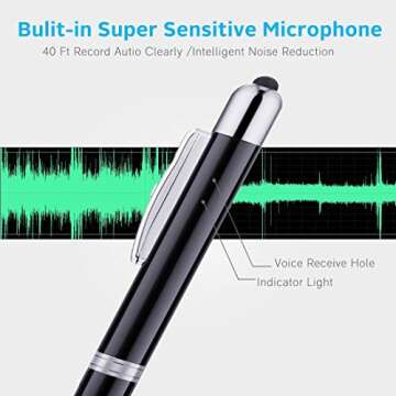 Digital Voice Recorder – Multifunctional Audio Recording Device with PPT Clicker, Business Writing...