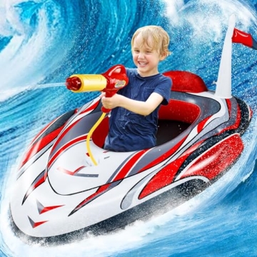 Sunleo Pool Floats Toys for Kids - Safe Inflatable Ride-on with Water Gun for Ages 3-8